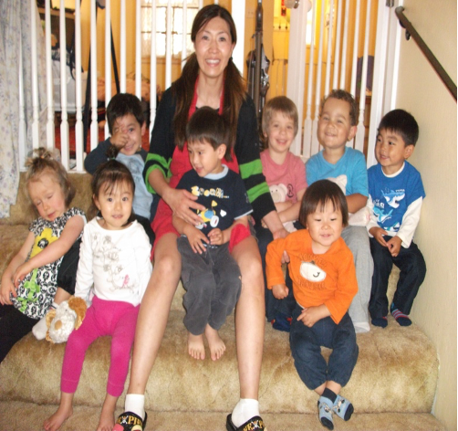 a woman and a children